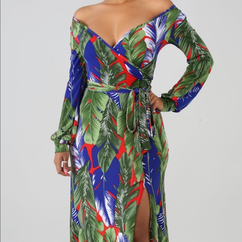 Palm Leaves Maxi Dress